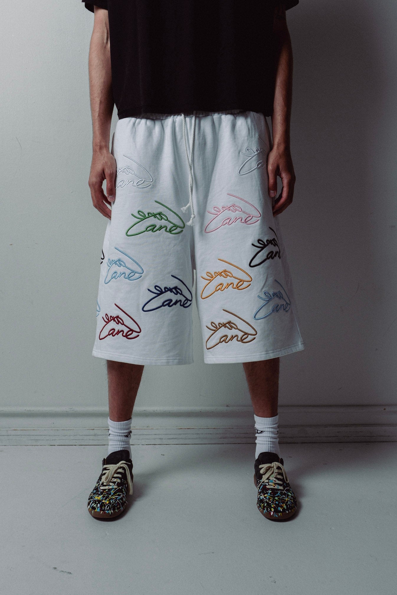 White Scribble Shorts