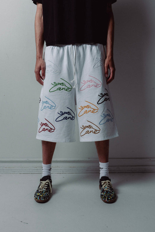 White Scribble Shorts